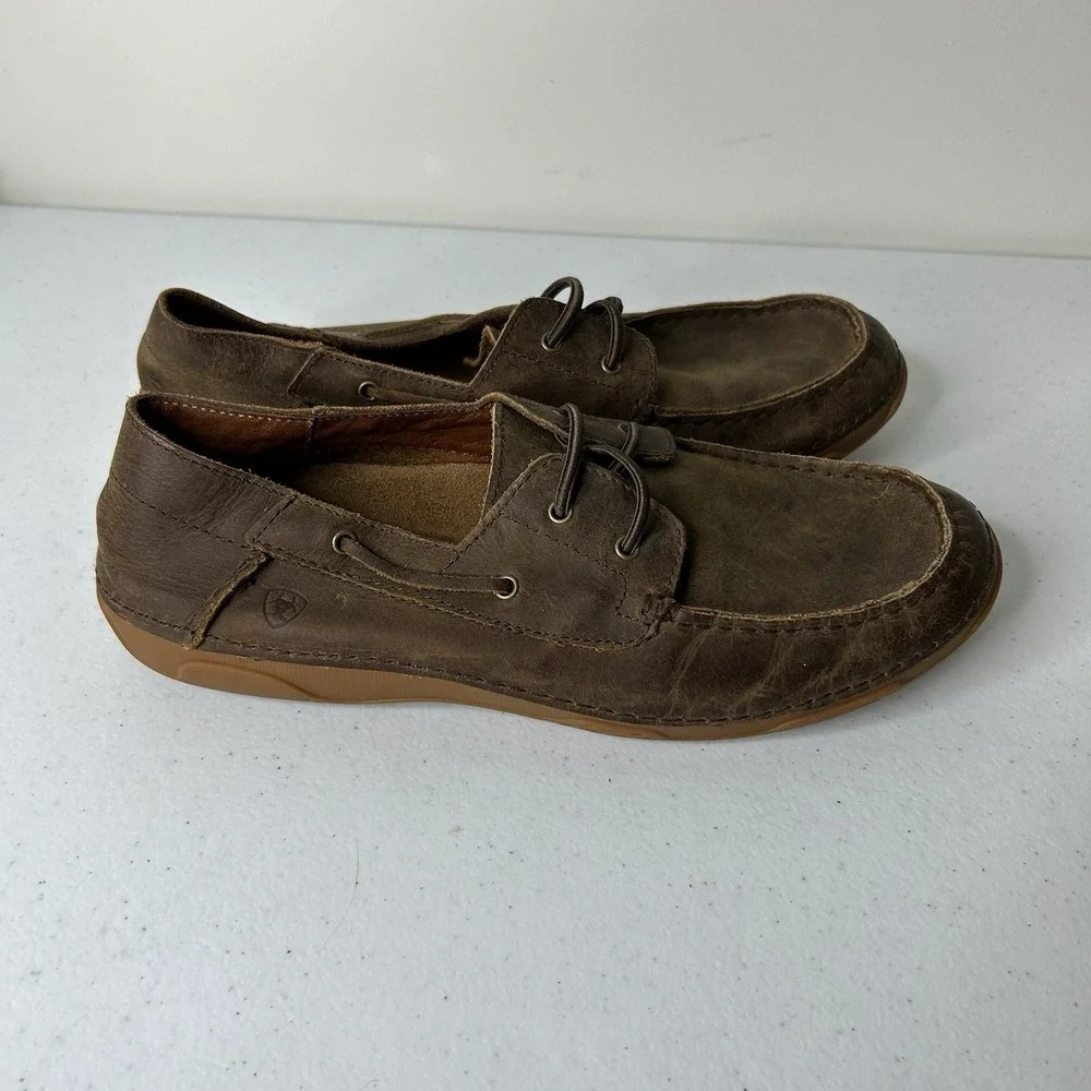 Ariat 4LR Shoes Mens 4.5 Womens 6 Brown Leather Loafers Slip On Western Comfort